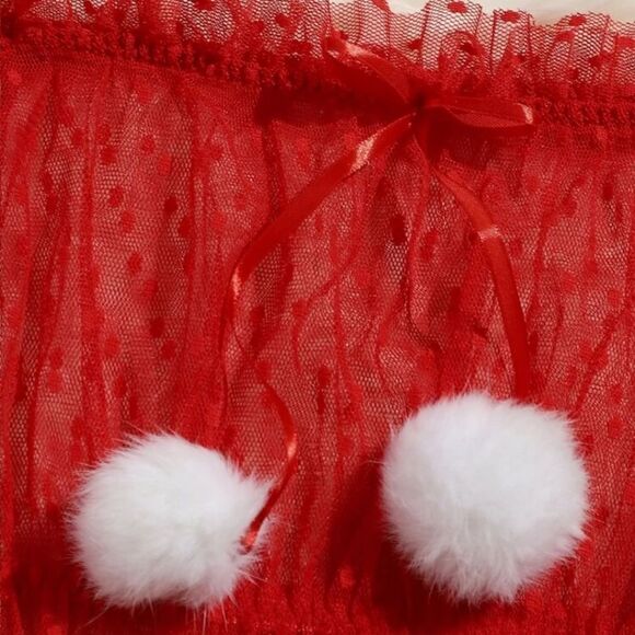 Red Lace Off Shoulder Lingerie Set - Picture 4 of 4